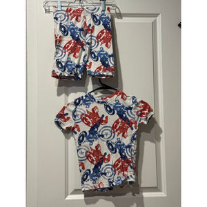 Boys Gap Marvel Captain America Pajama Set Size 10 White Red Blue